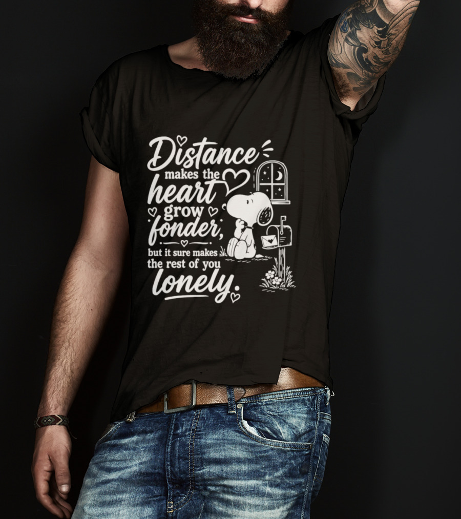 Snoopy Distance Makes The Heart Grow Fonder Lonely Mailbox Scene T-Shirt