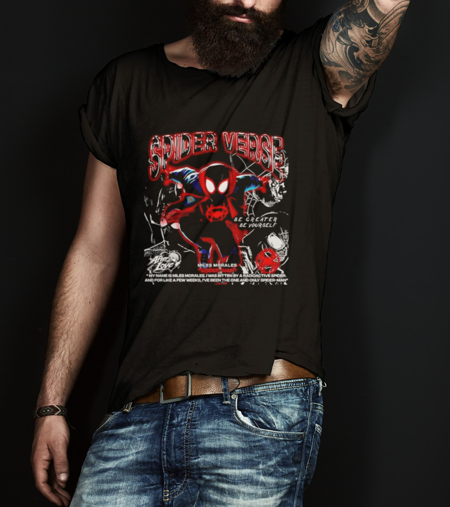 Spider Verse Miles Morales Be Greater Be Yourself Spider Man Marvel T-Shirt