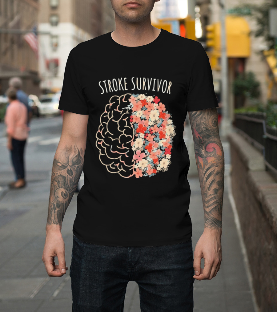 Stroke Survivor Brain With Floral T-Shirt