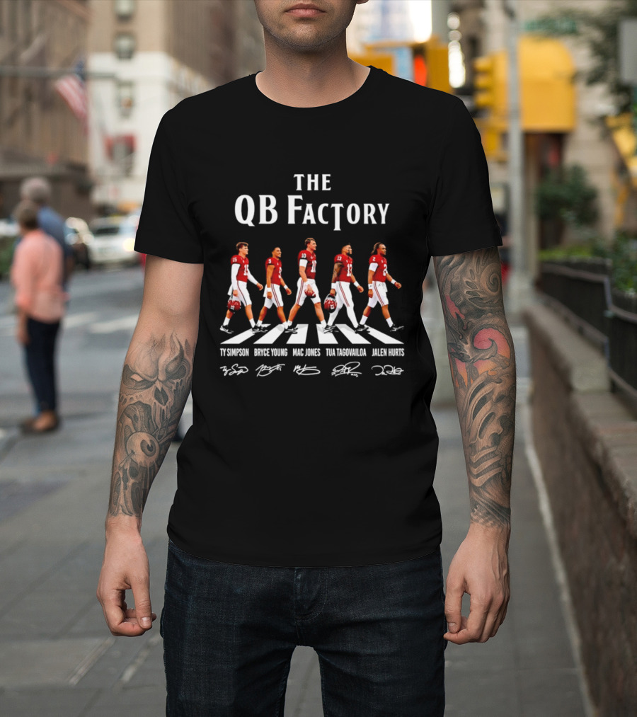 The QB Factory Ty Simpson Bryce Young Mac Jones Tua Tagovailoa Jalen Hurts Alabama Crimson Tide T-Shirt