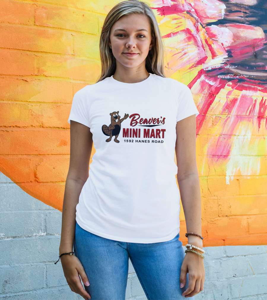 Beaver's Mini Mart Mascot Logo 1592 Hanes Road T-Shirt