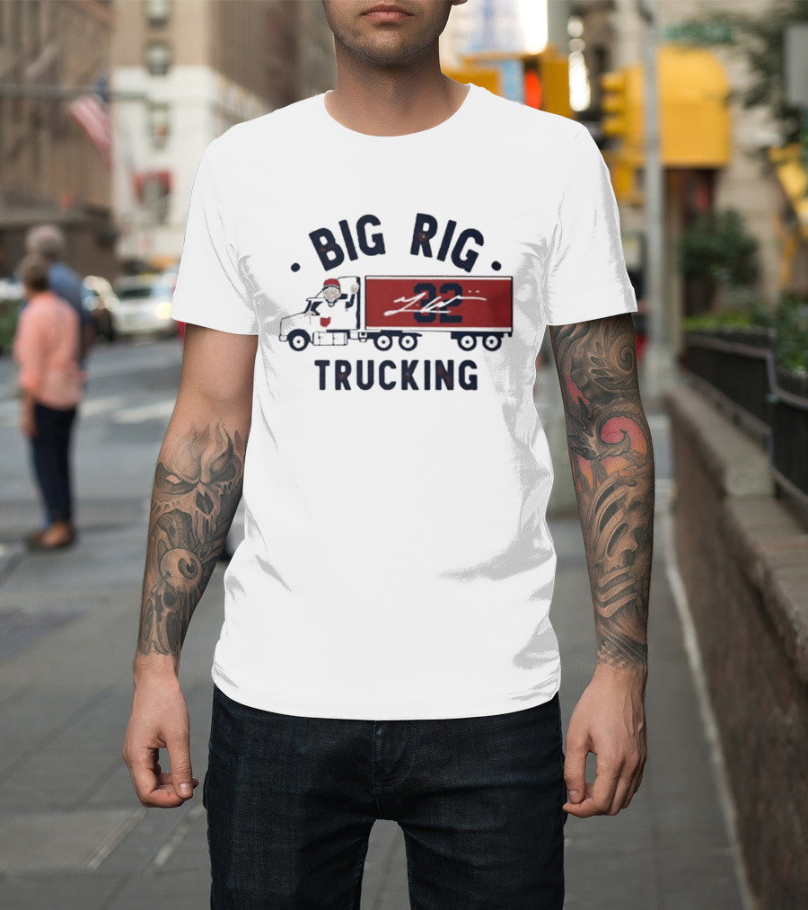 Big Rig Trucking 32 Cartoon Truck Driver With Red Cap T-Shirt