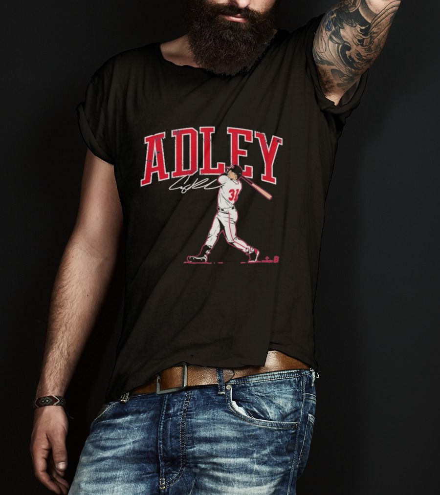Adley Rutschman Baseball Swing Illustration With Signature T-Shirt