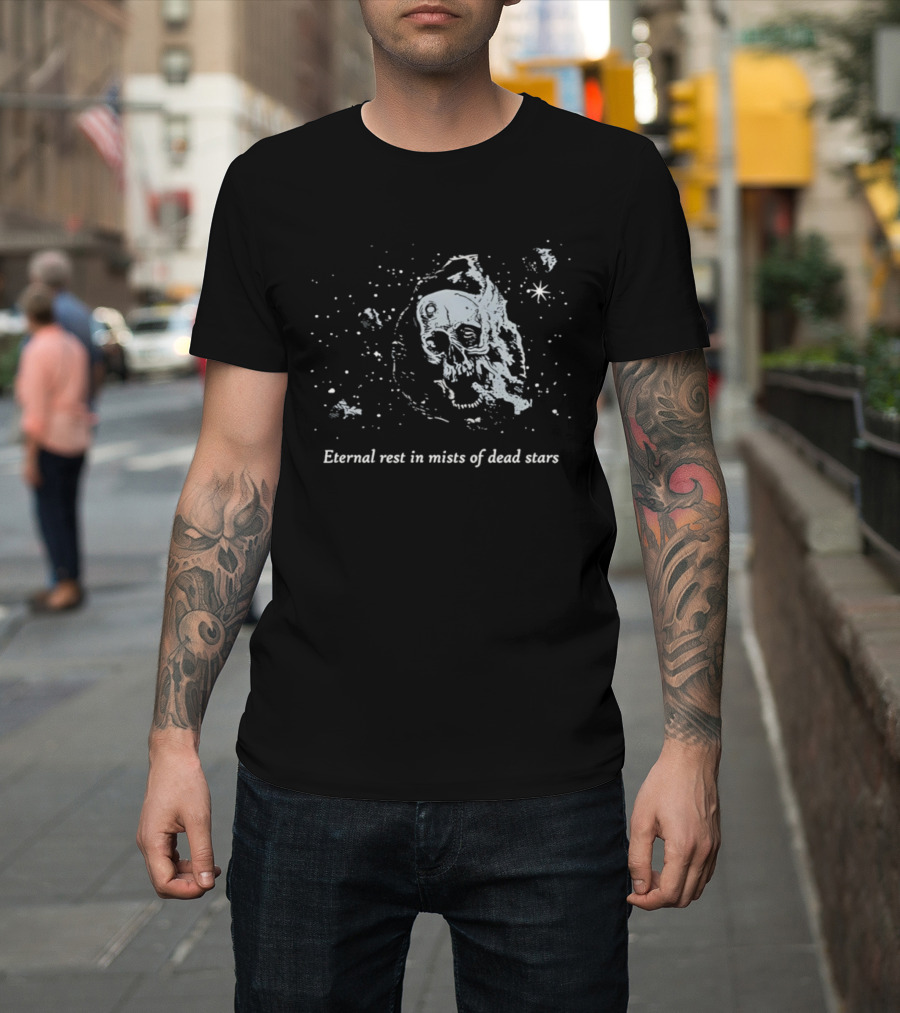 Eternal Rest In Mists Of Dead Stars Skull Space T-Shirt