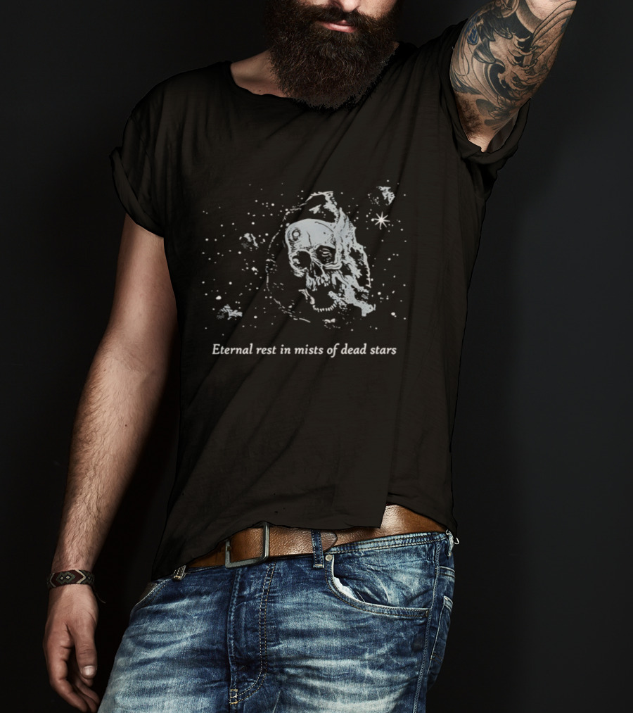Eternal Rest In Mists Of Dead Stars Skull Space T-Shirt