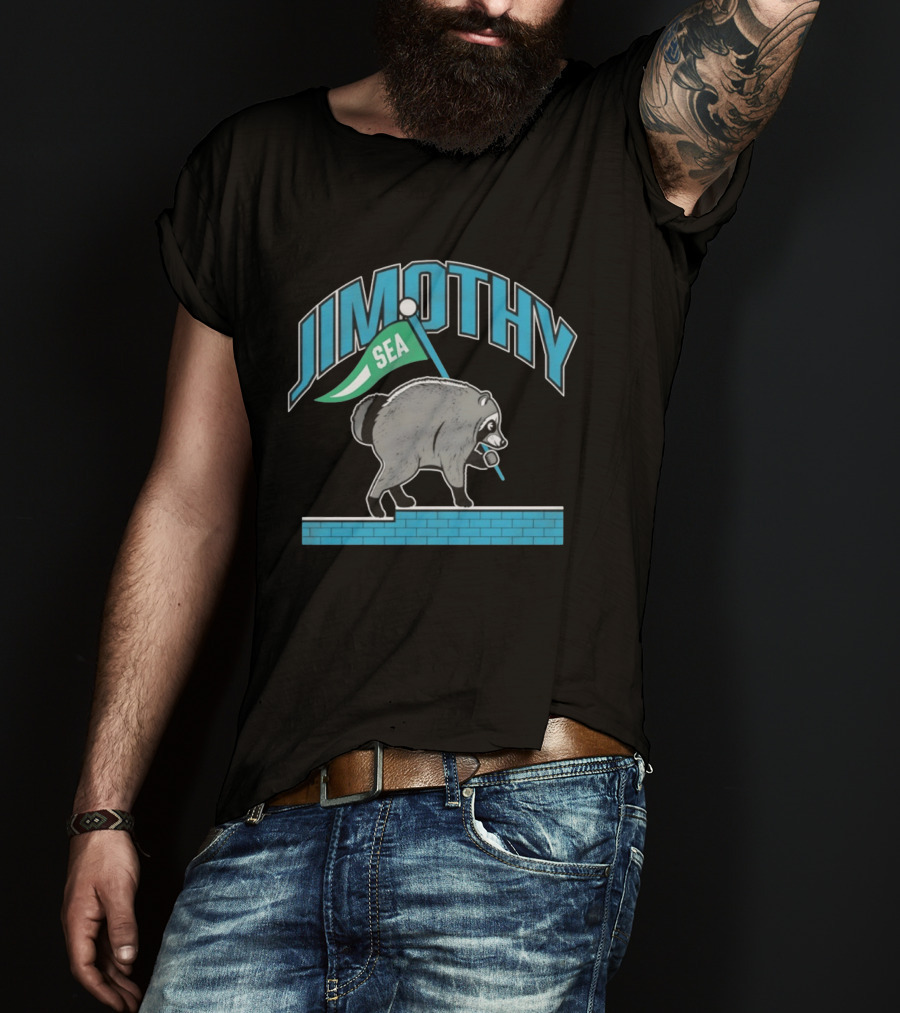 Jimothy SEA Raccoon Holding Flag On Brick Wall T-Shirt