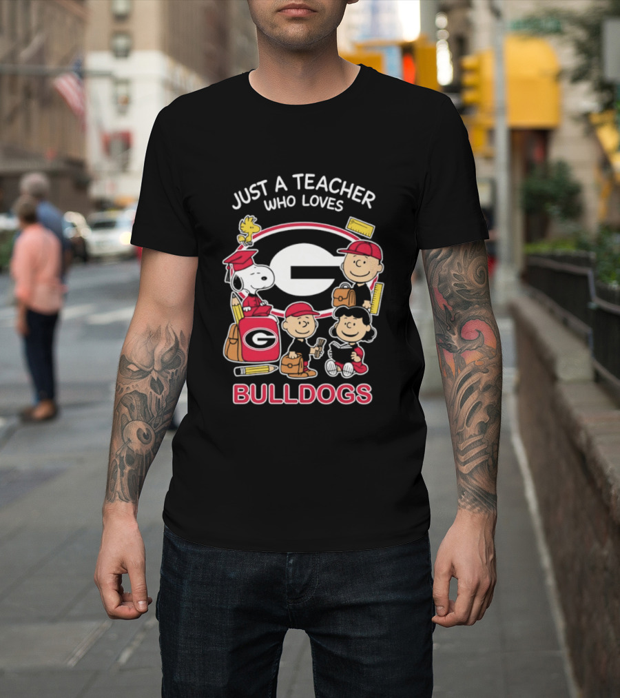 Just A Teacher Who Loves Bulldogs Peanuts X Georgia Football Academics T-Shirt