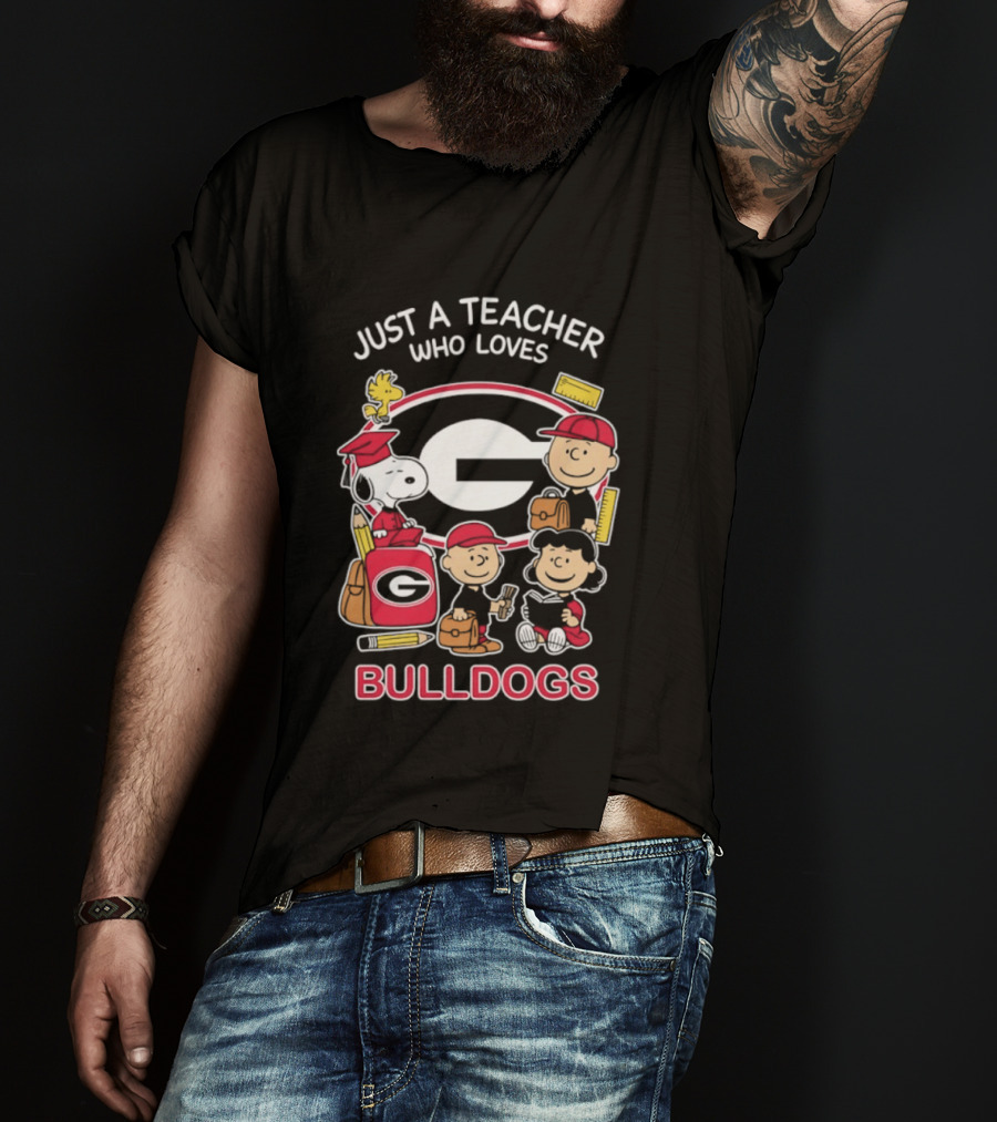 Just A Teacher Who Loves Bulldogs Peanuts X Georgia Football Academics T-Shirt