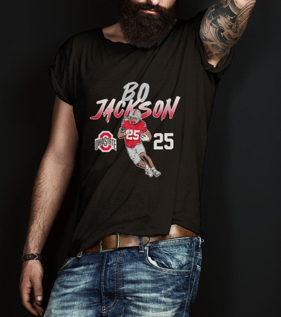 Bo Jackson 25 Ohio State Buckeyes Iconic Pose T-Shirt