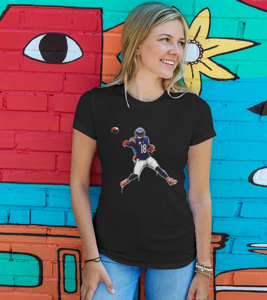 Chicago Bears Number 18 Quarterback Graffiti Style Football T-Shirt