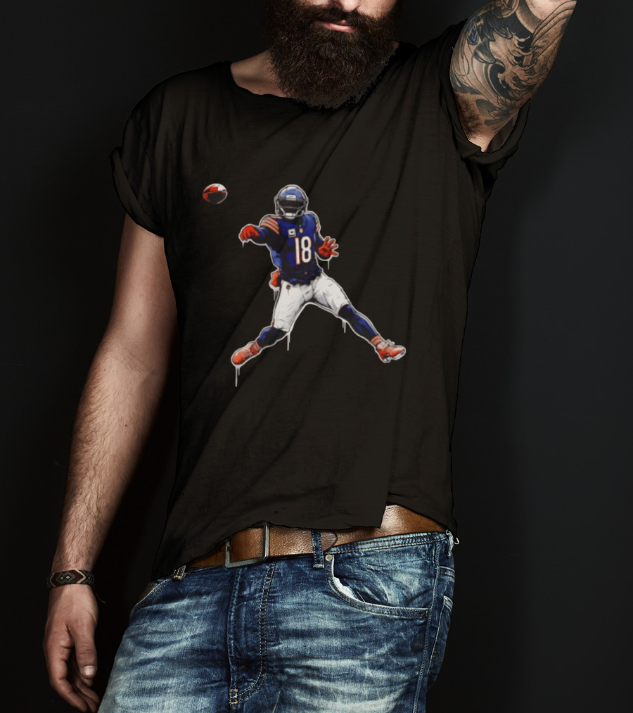 Chicago Bears Number 18 Quarterback Graffiti Style Football T-Shirt