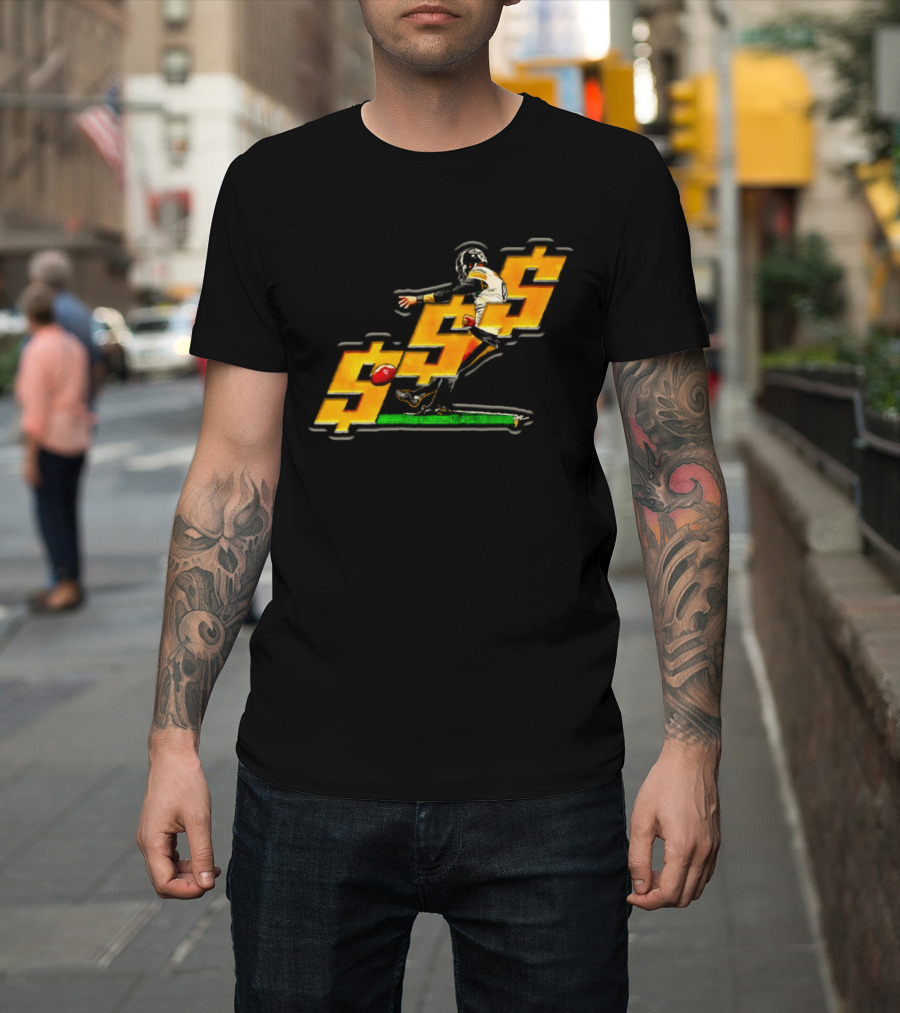 Pittsburgh Steelers Chris Boswell Kicking Football Dollar Sign T-Shirt