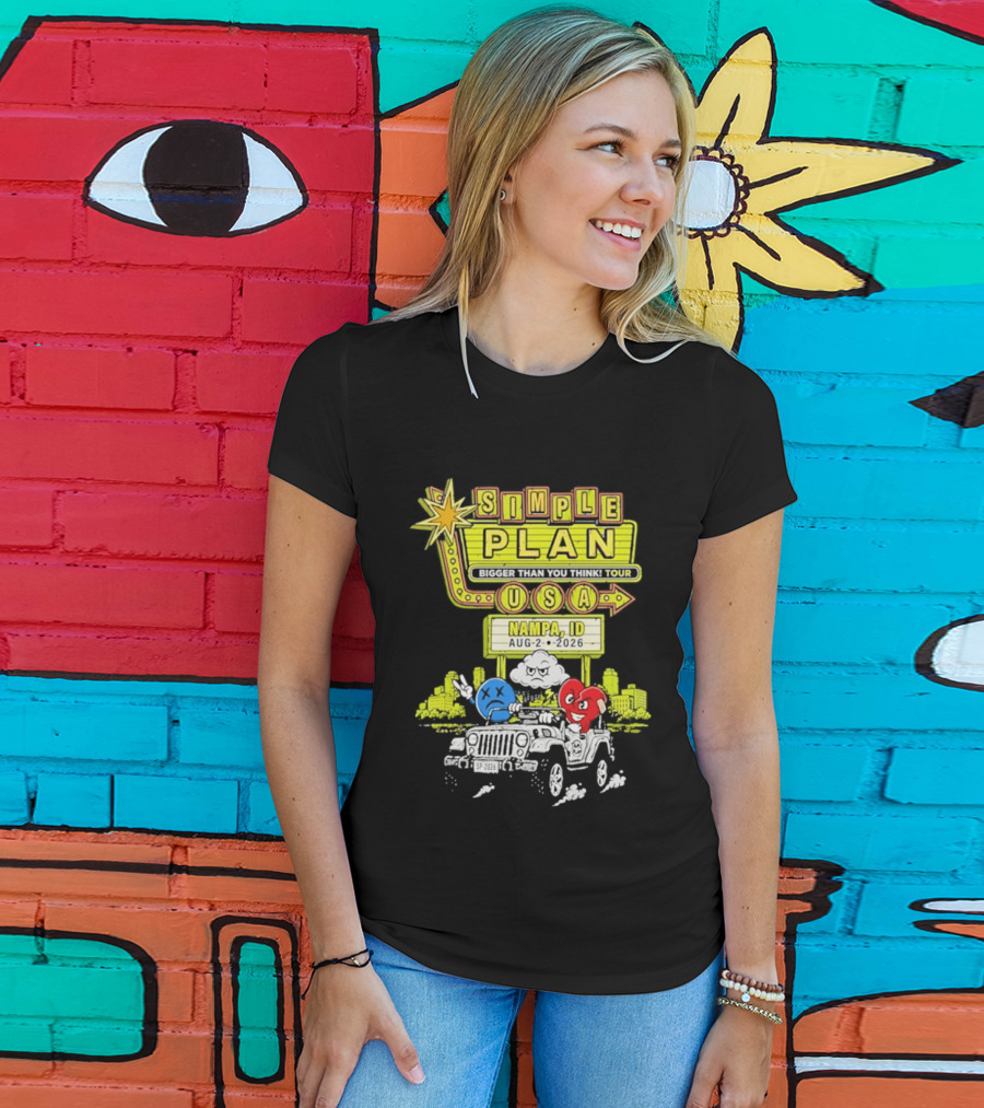 Simple Plan Bigger Than You Think Tour Nampa ID USA August 2 2026 T-Shirt