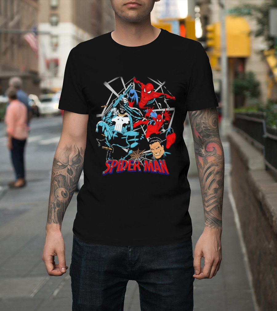 Spider Man Punisher Marvel Comics Crossover Action T-Shirt