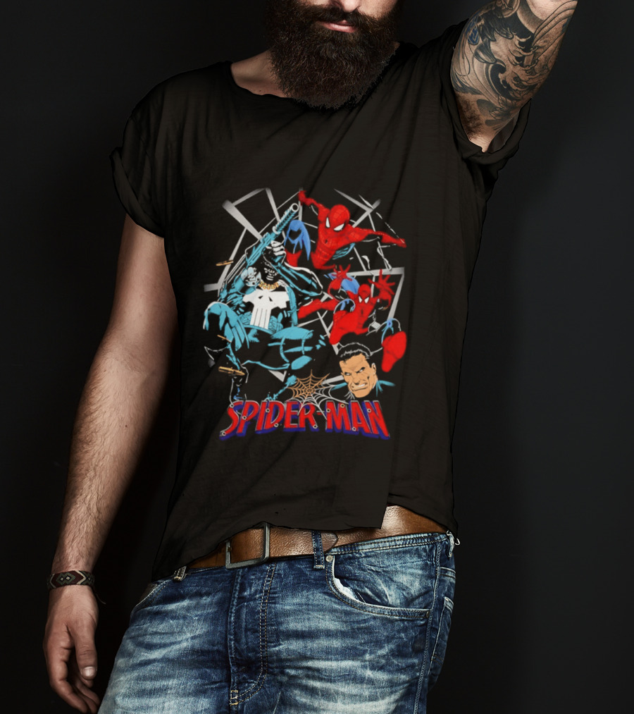 Spider Man Punisher Marvel Comics Crossover Action T-Shirt