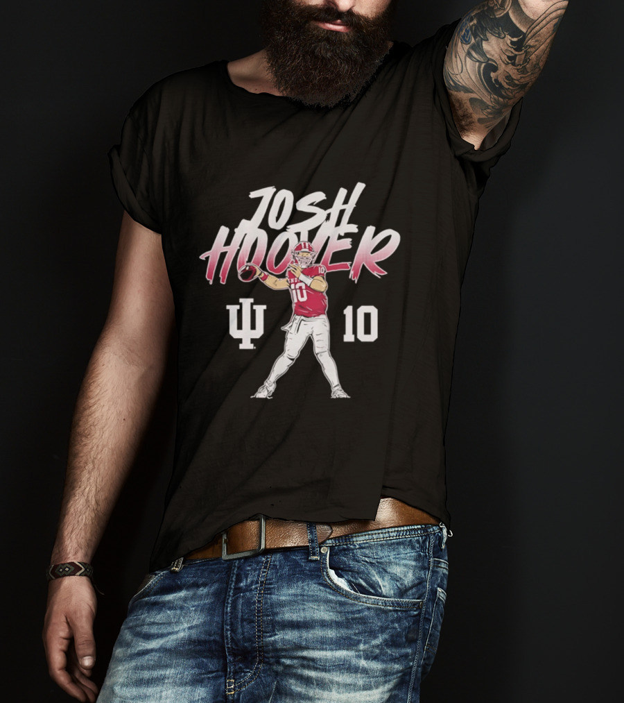 Josh Hoover 10 Indiana Football IU Hoosiers Quarterback Pose T-Shirt