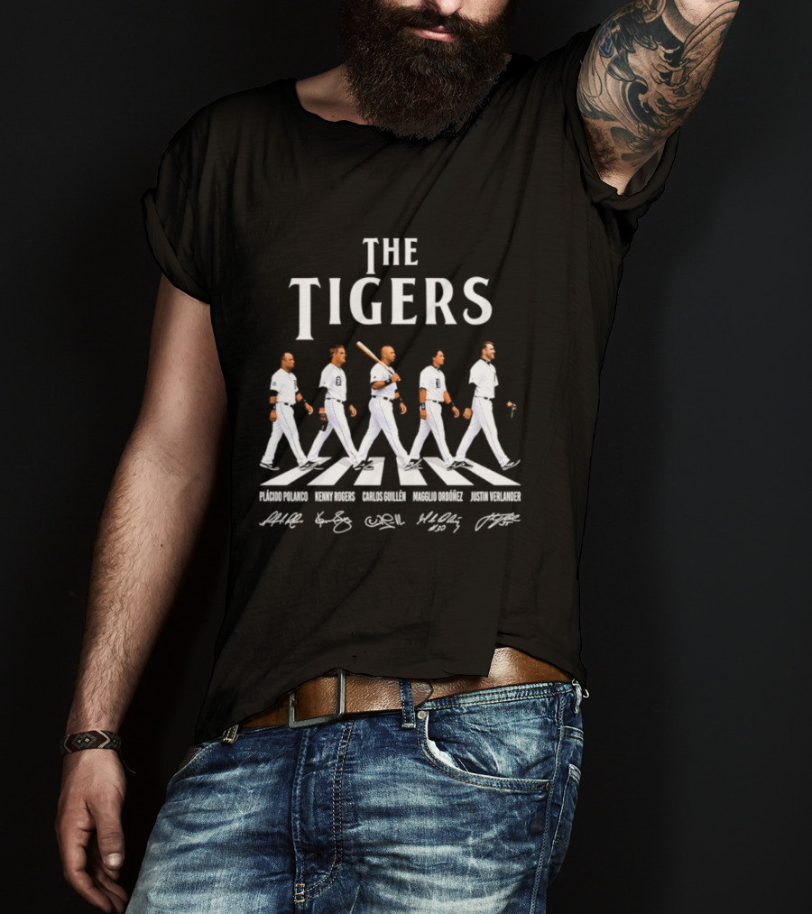 The Tigers Plácido Polanco Kenny Rogers Carlos Guillén Magglio Ordóñez Justin Verlander Detroit Abbey Road Baseball Players T-Shirt