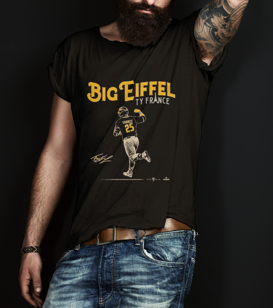 Big Eiffel Ty France 25 Baseball Player T-Shirt