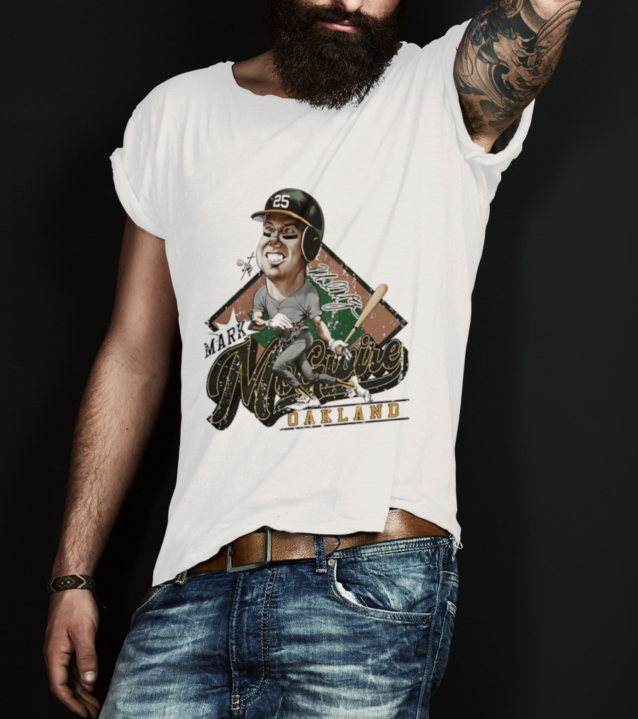 Mark McGwire Oakland Athletics Baseball Caricature Bruce Stark T-Shirt