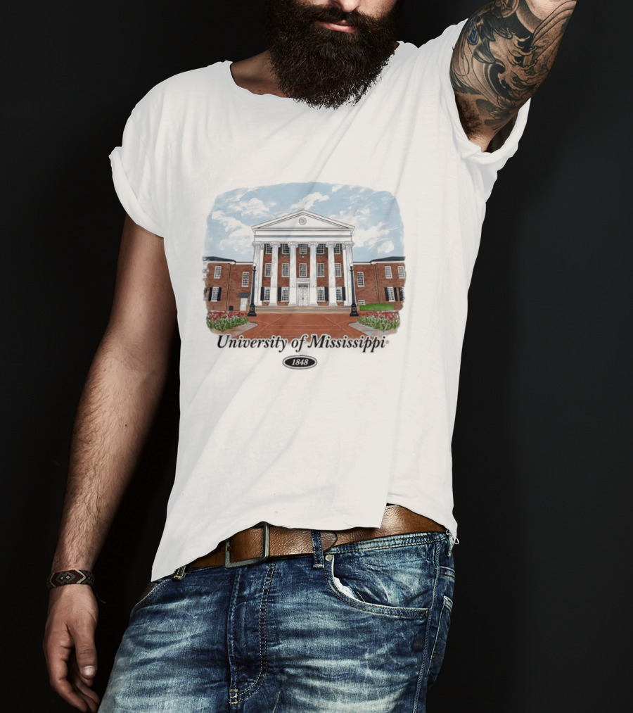 University Of Mississippi Ole Miss Rebels Football 1848 Campus Building T-Shirt