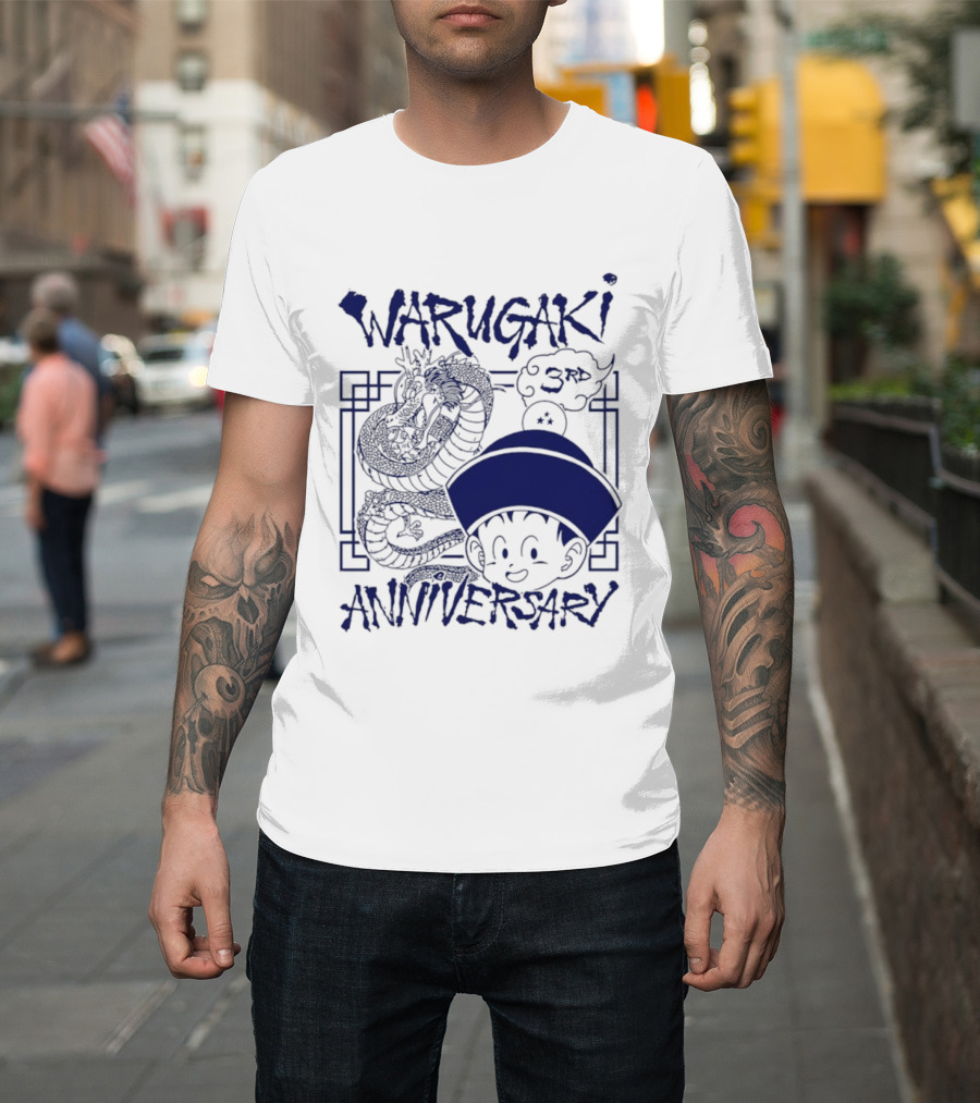 Warugaki 3th Anniversary With Dragon And Child In Blue T-Shirt