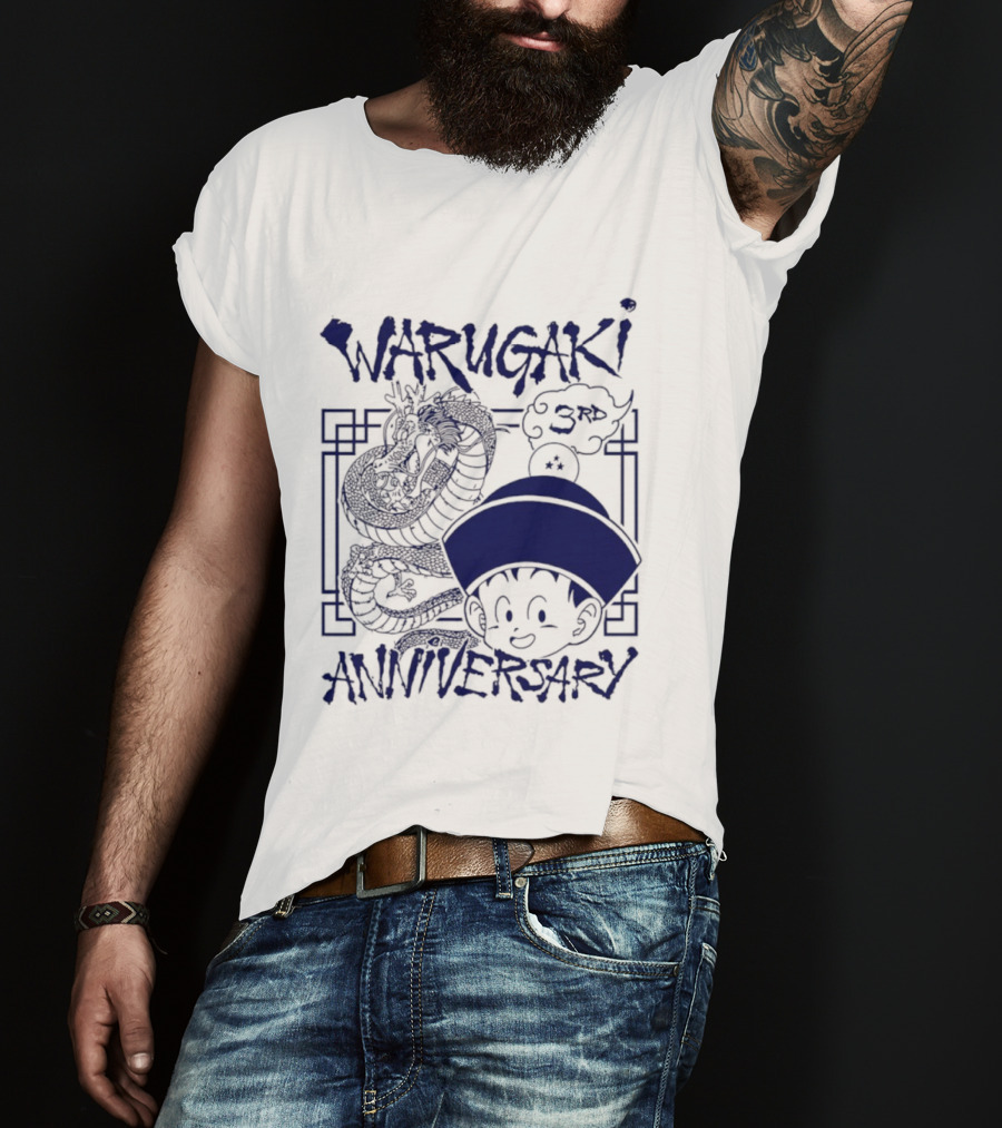 Warugaki 3th Anniversary With Dragon And Child In Blue T-Shirt