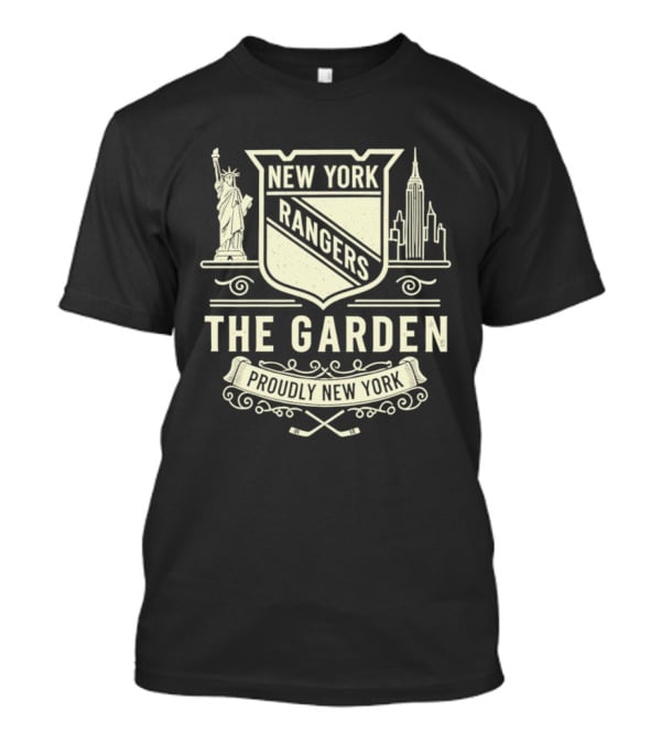 New York Rangers The Garden Proudly New York Statue Empire Building T-Shirt