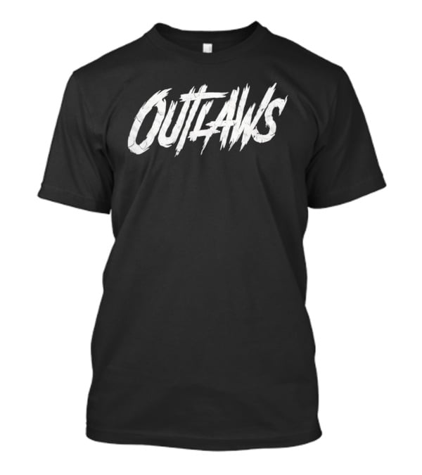 Cowboys Outlaws Text Bold White Brushstroke T-Shirt