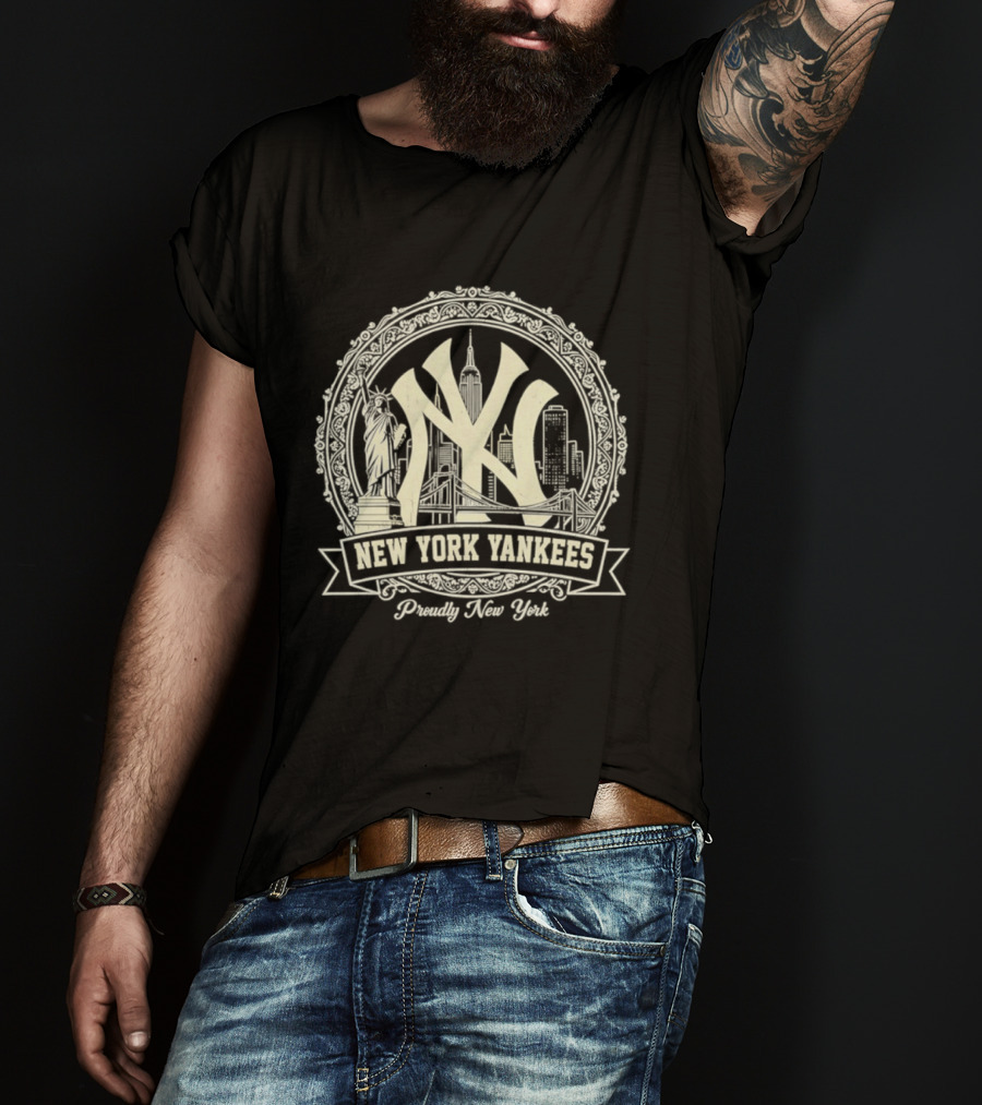 New York Yankees NY Skyline Proudly New York T-Shirt