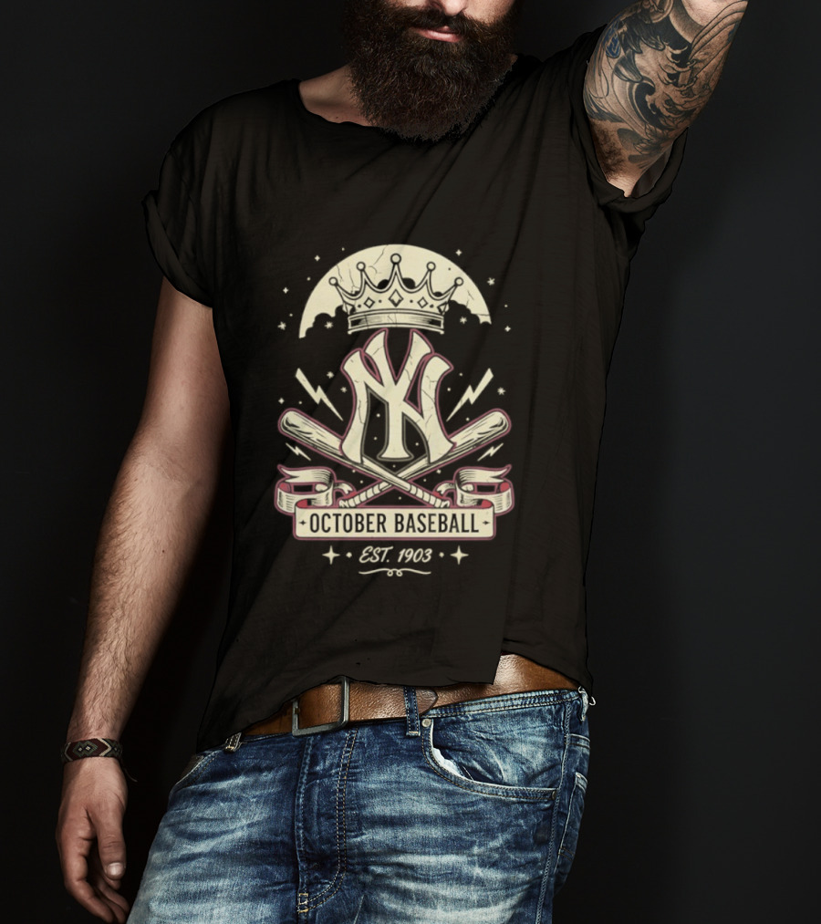 New York Yankees October Baseball Retro Emblem Est 1903 T-Shirt