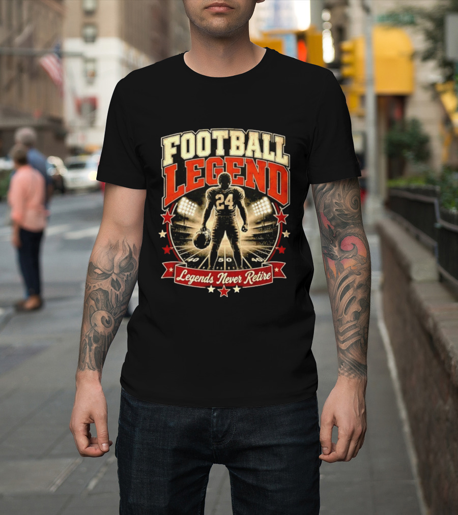Football Legend 24 Legends Never Retire Stadium Stars T-Shirt