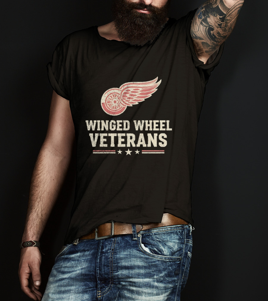 Winged Wheel Veterans Detroit Red Wings Three Stars T-Shirt