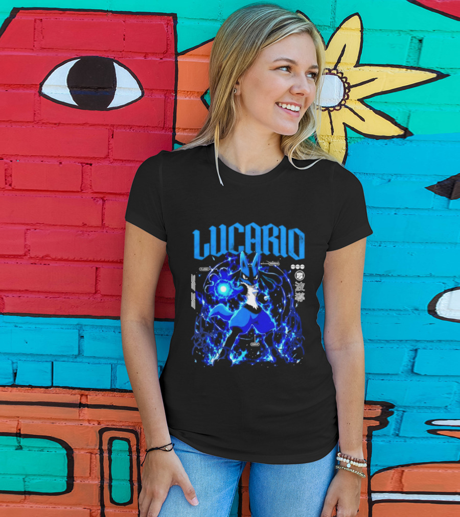 Lucario Fighting Awakened Combat Pokemon Aura Sphere Power T-Shirt