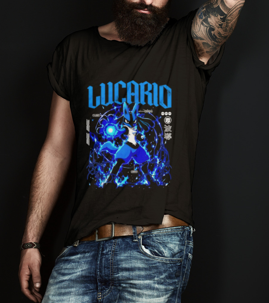 Lucario Fighting Awakened Combat Pokemon Aura Sphere Power T-Shirt