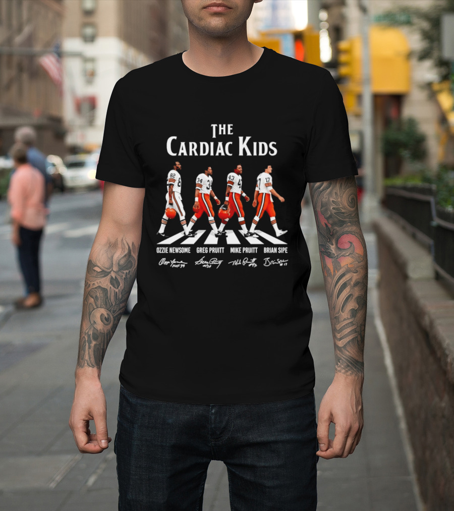 The Cardiac Kids Cleveland Browns Ozzie Newsome Greg Pruitt Mike Pruitt Brian Sipe Signatures T-Shirt