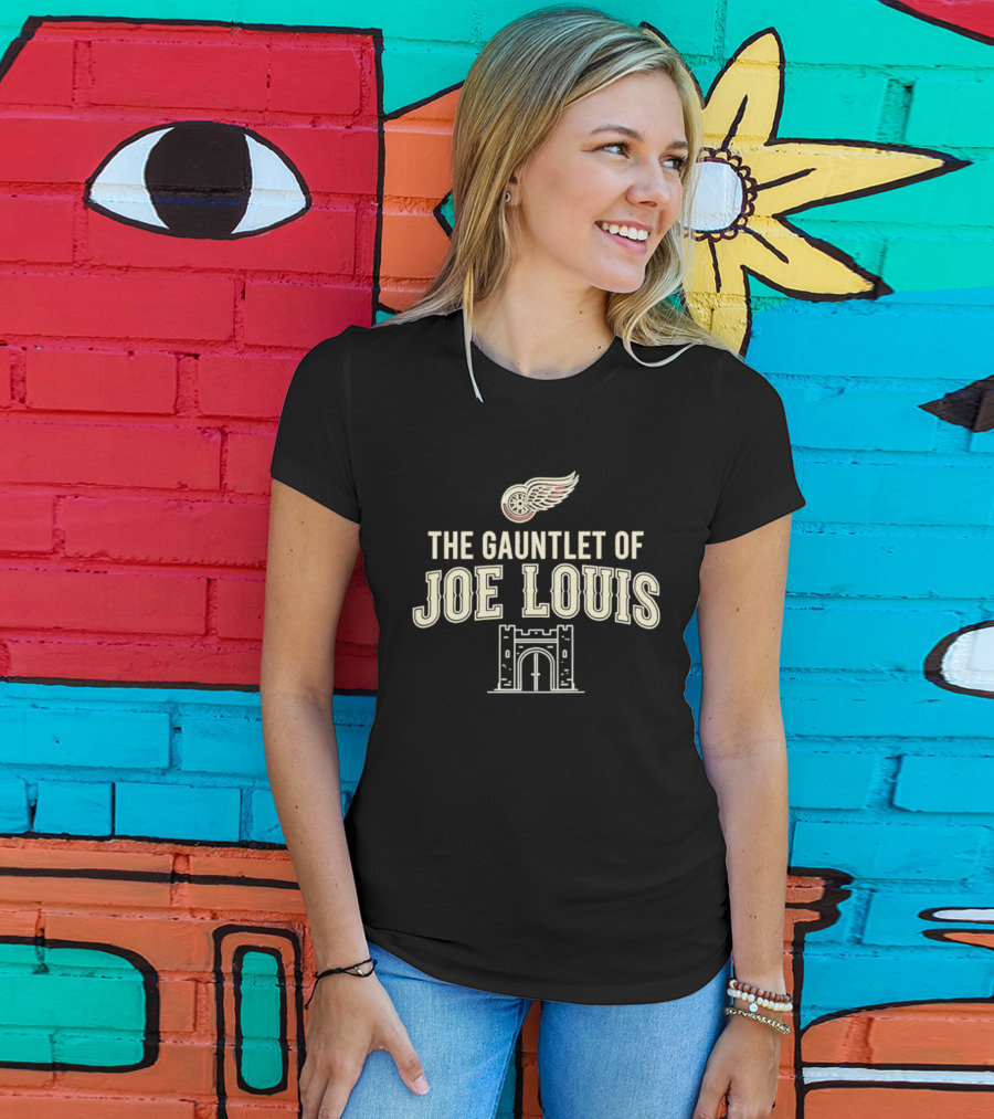 The Gauntlet Of Joe Louis Detroit Red Wings Winged Wheel Archway T-Shirt