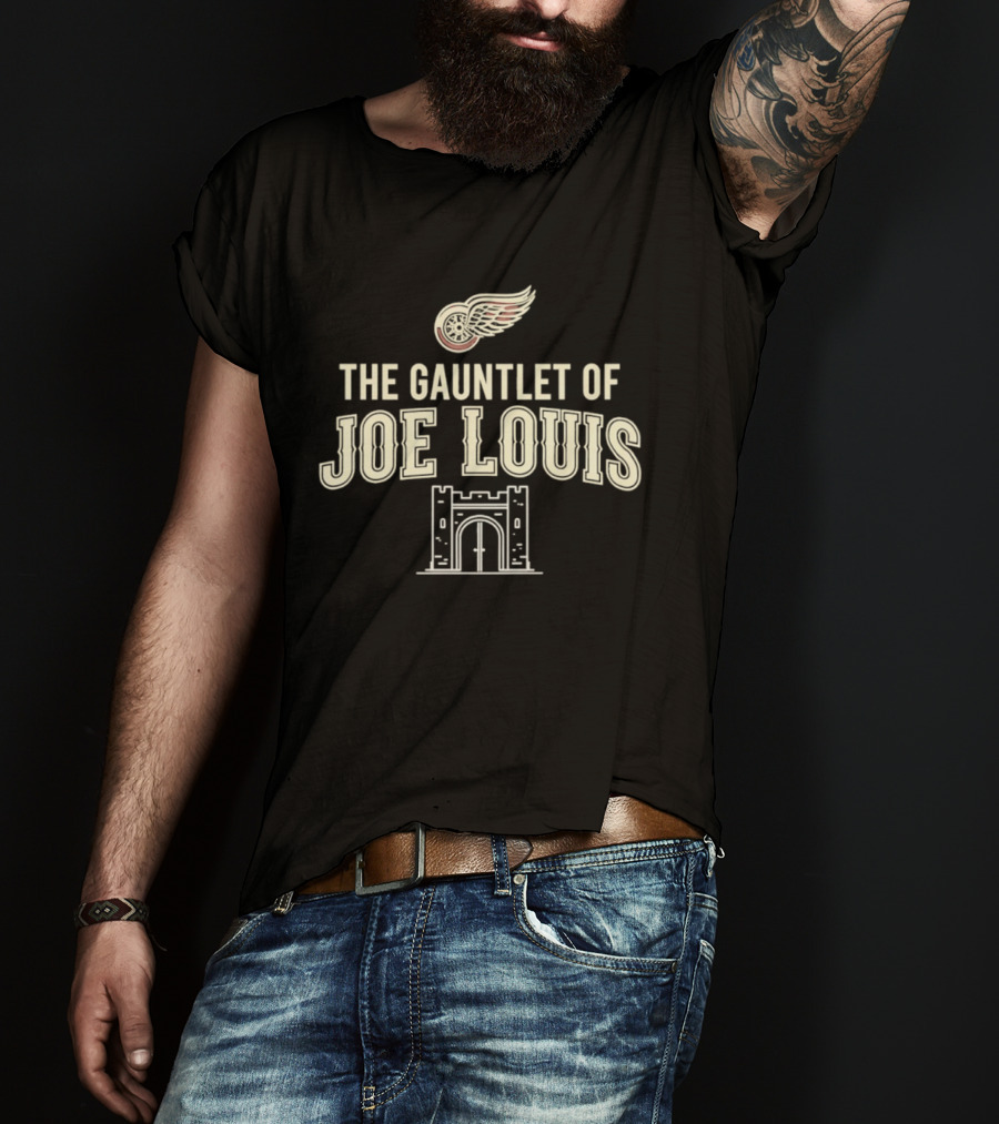 The Gauntlet Of Joe Louis Detroit Red Wings Winged Wheel Archway T-Shirt