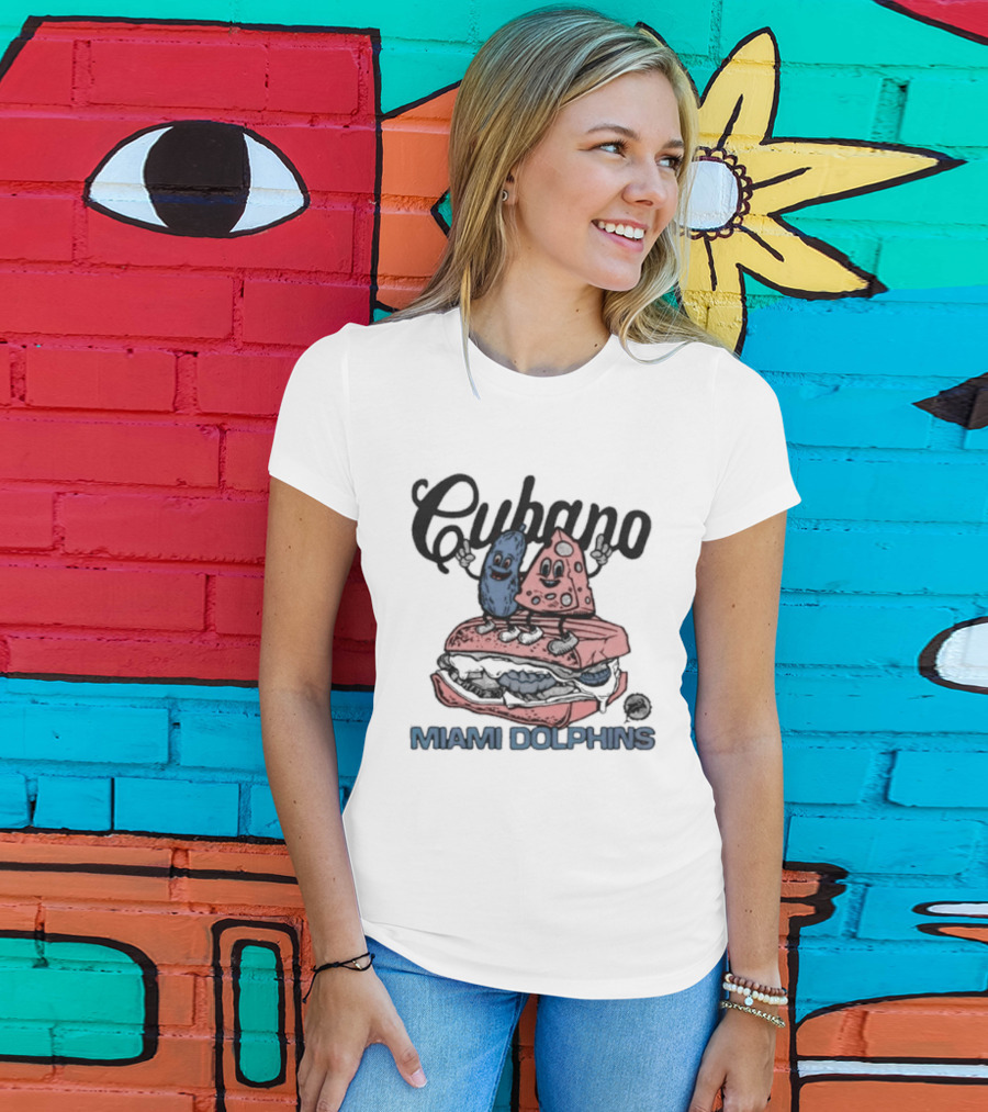 Cubano Miami Dolphins Sandwich And Characters T-Shirt