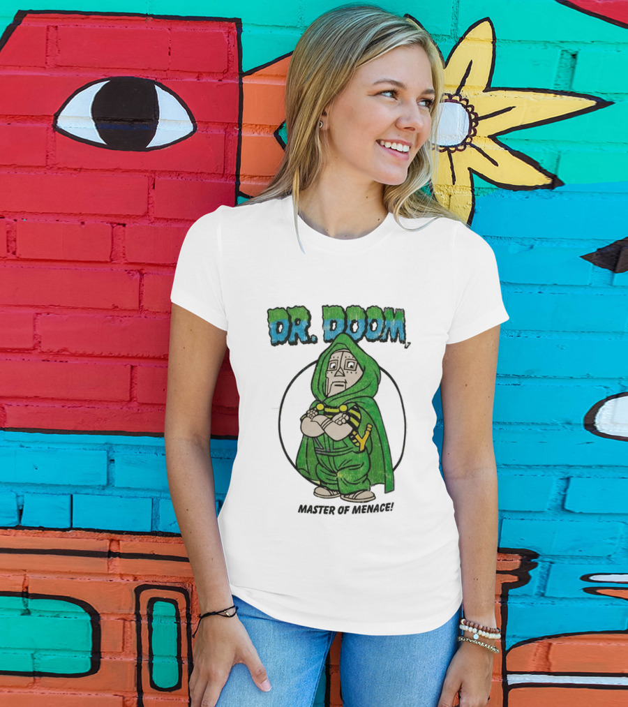 Dr Doom Master Of Menace Green Cloak Comic Style Villain T-Shirt