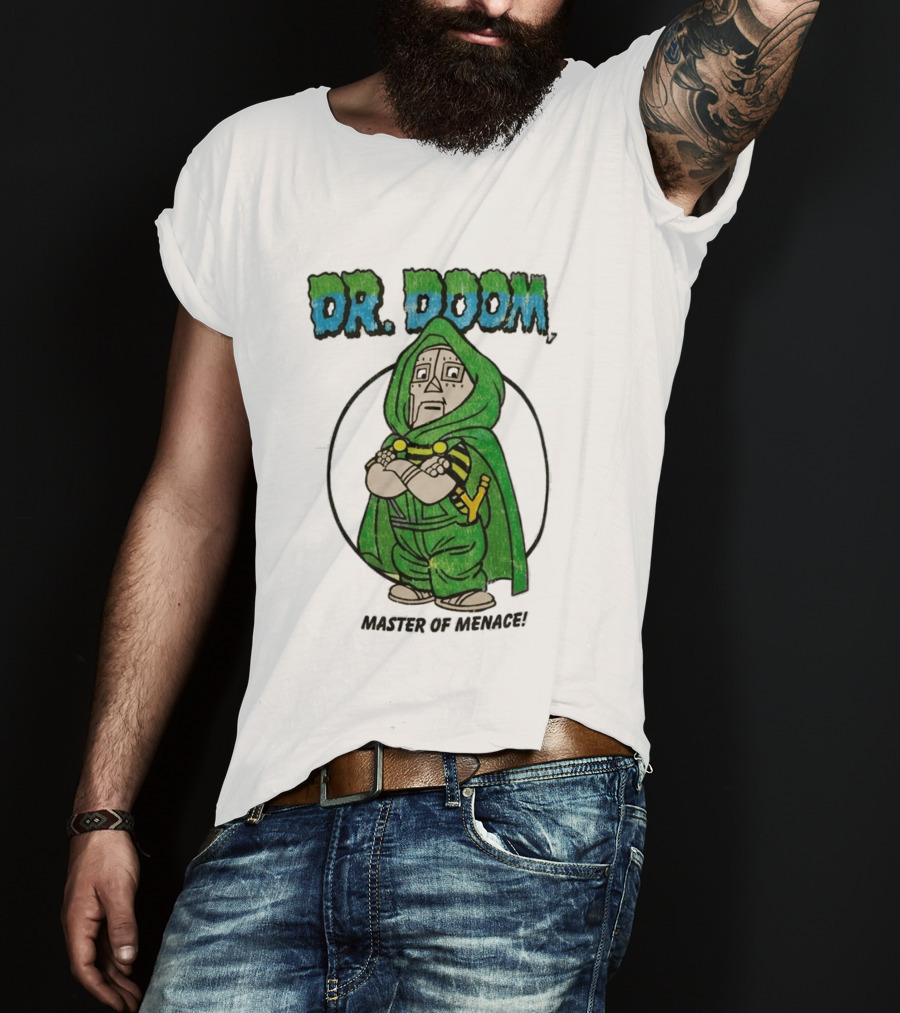 Dr Doom Master Of Menace Green Cloak Comic Style Villain T-Shirt
