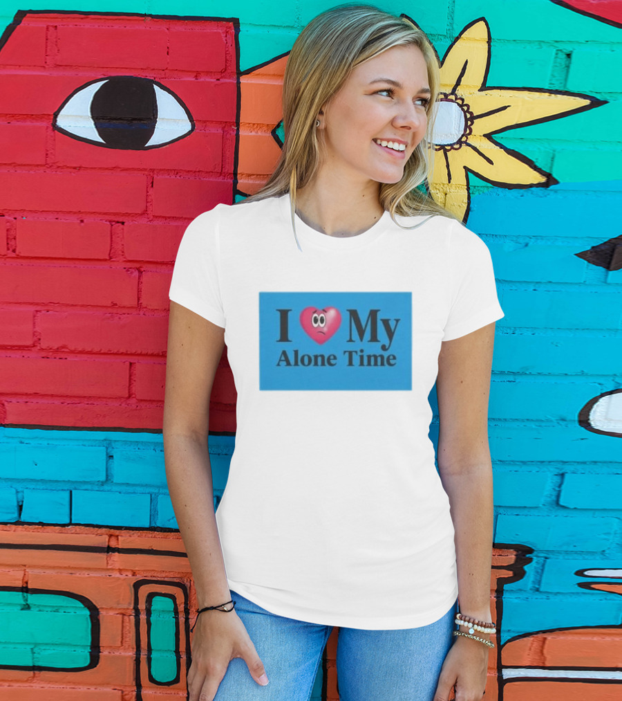 I Heart My Alone Time With Pink Heart Eyes T-Shirt