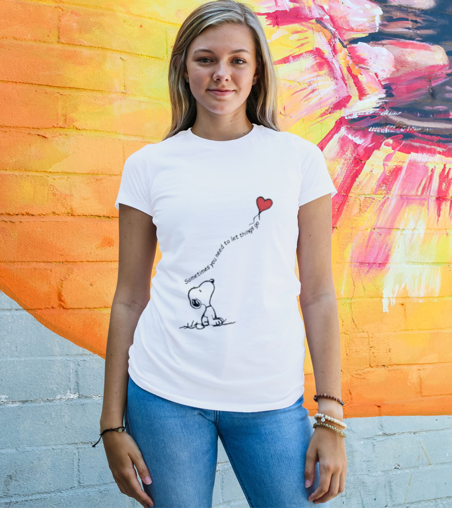 Snoopy Sometimes You Need To Let Things Go Heart Balloon Peanuts T-Shirt