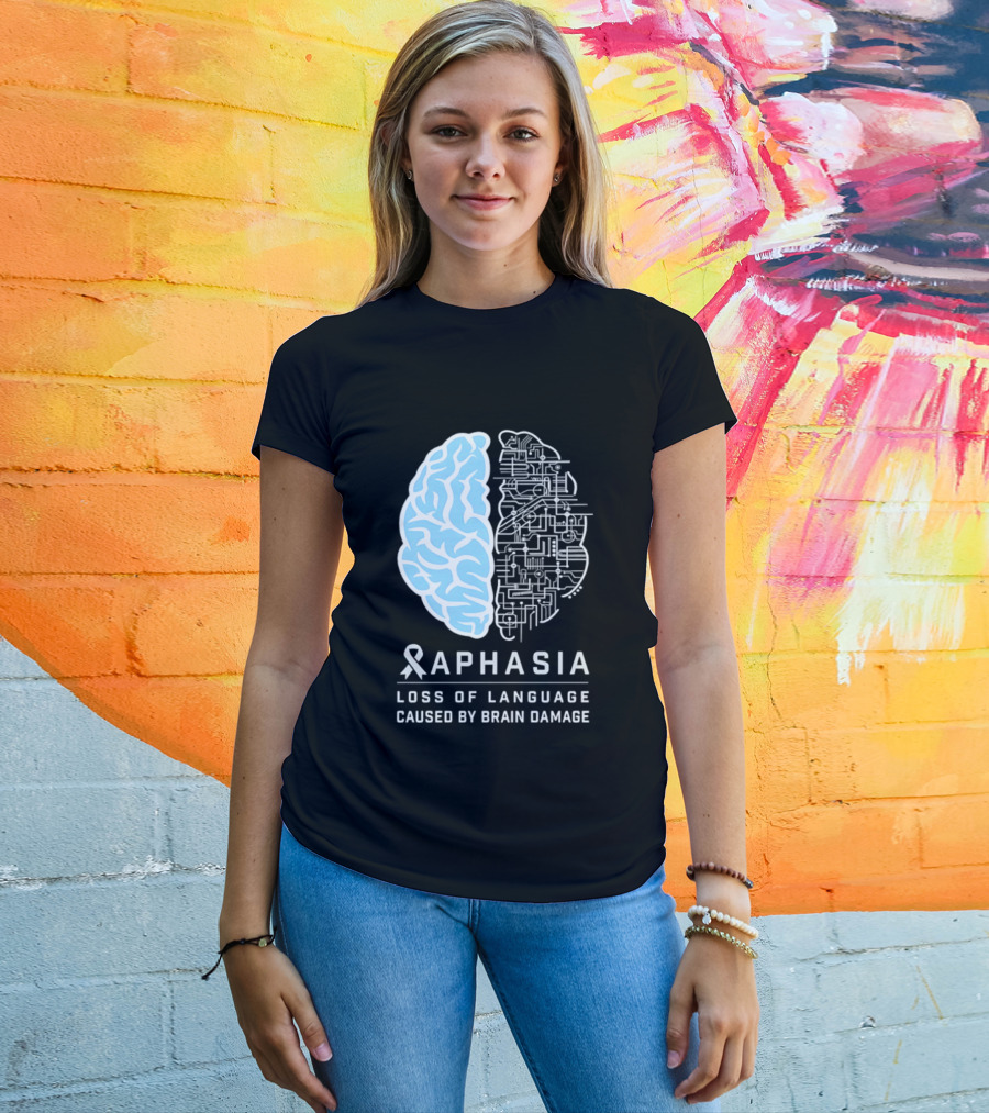 Aphasia Awareness Ribbon Brain Design Loss Of Language Caused By Brain Damage T-Shirt