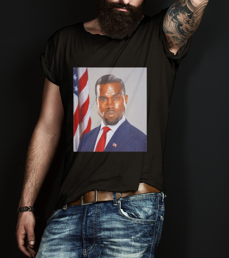 Kanye West Ye Political Portrait American Flag Suit And Tie T-Shirt