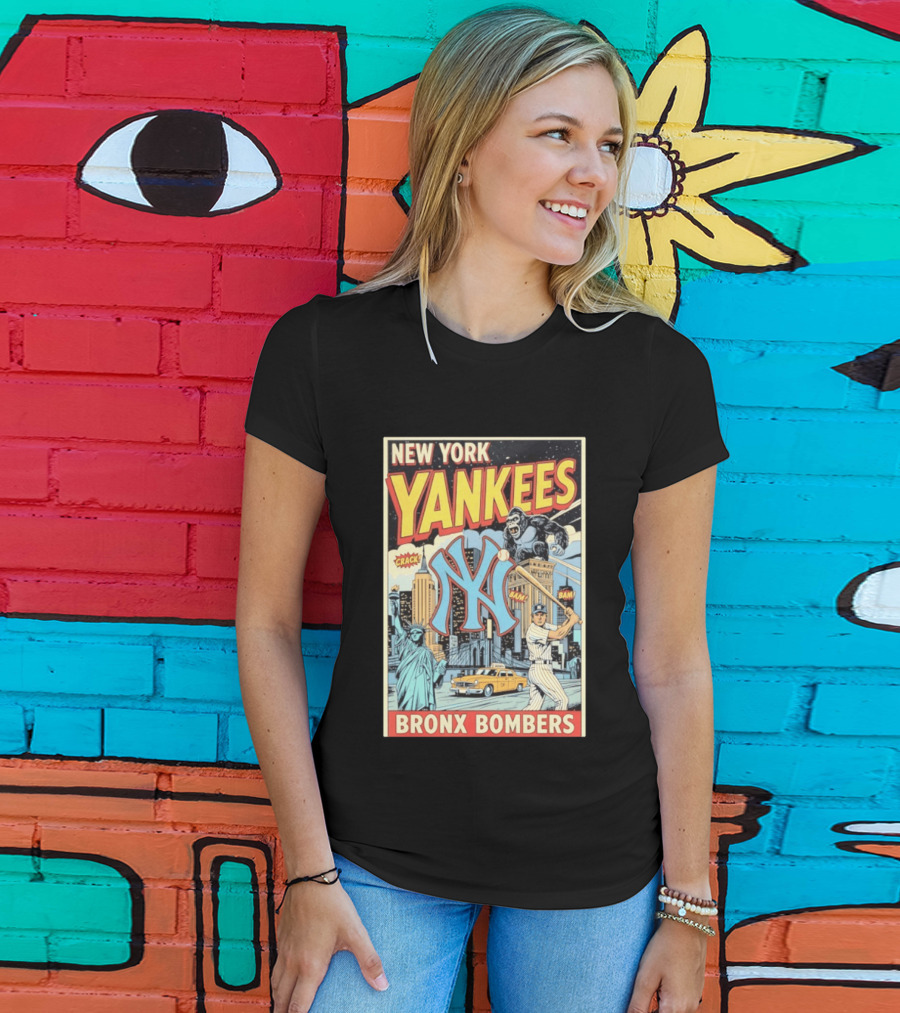 New York Yankees Bronx Bombers King Kong Baseball Statue Of Liberty Taxi Skyline T-Shirt