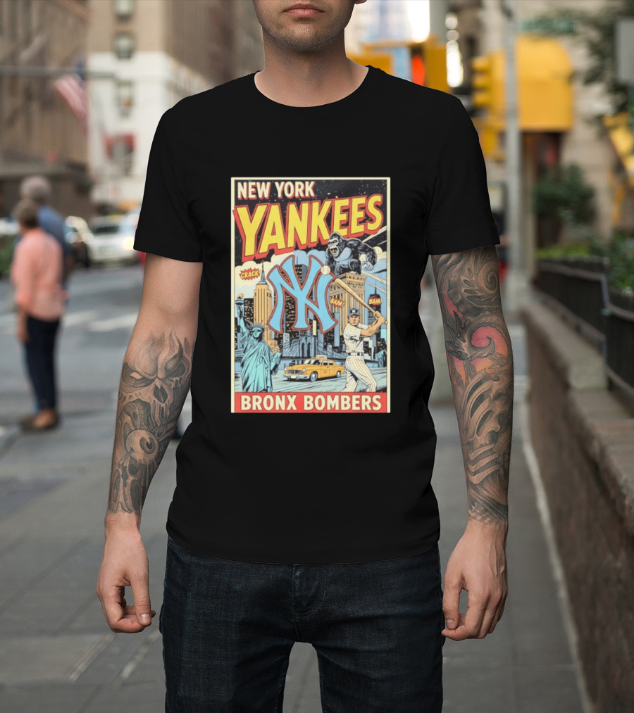 New York Yankees Bronx Bombers King Kong Baseball Statue Of Liberty Taxi Skyline T-Shirt