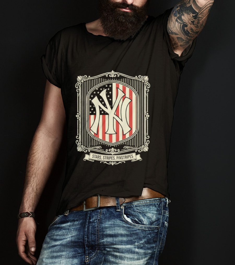Yankees Stars And Stripes Pinstripes American Flag Baseball T-Shirt