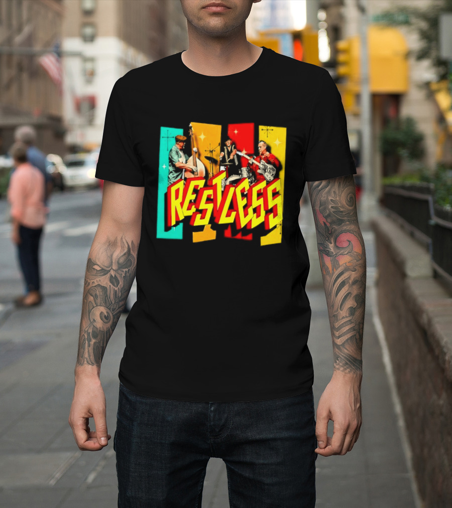 Restless Band Rockabilly Psychobilly Music Members Colorful Performance T-Shirt
