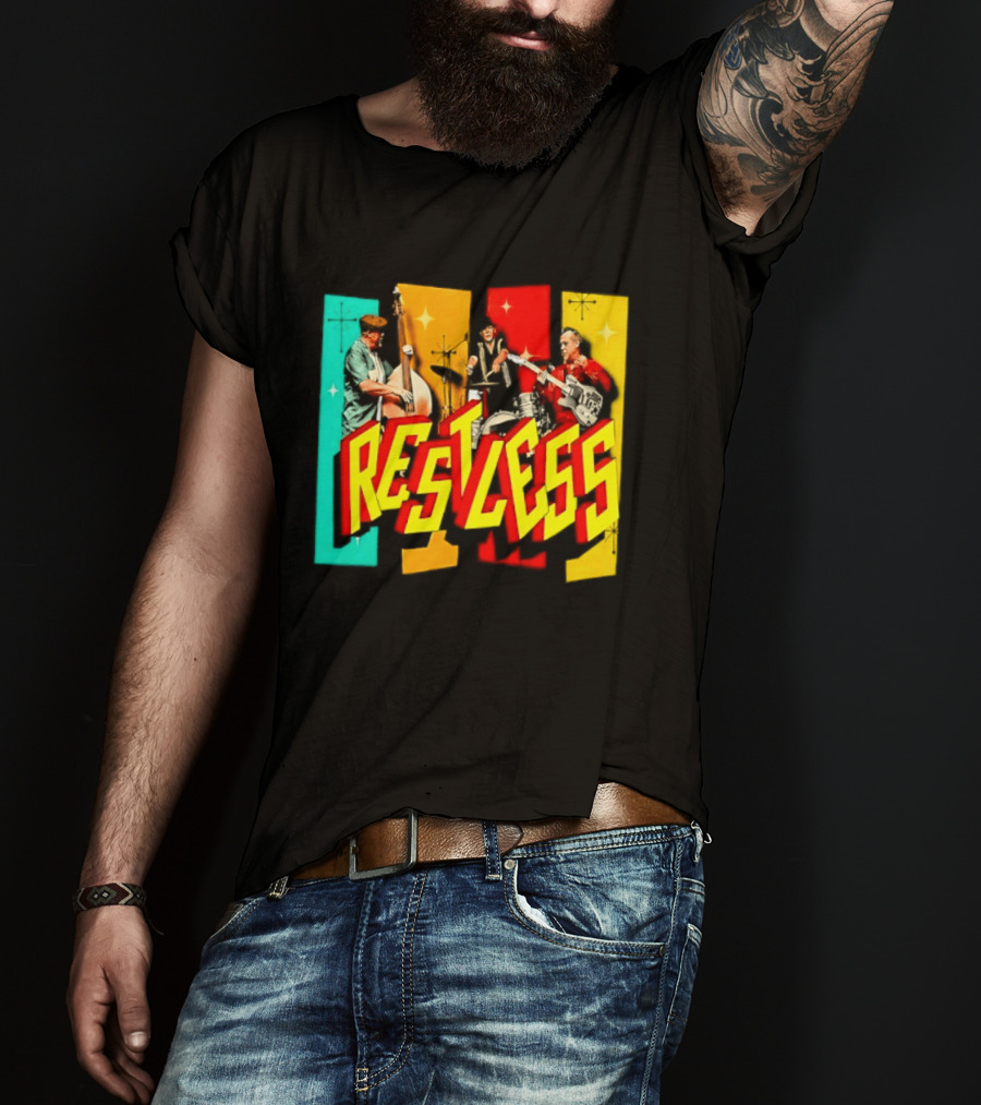 Restless Band Rockabilly Psychobilly Music Members Colorful Performance T-Shirt