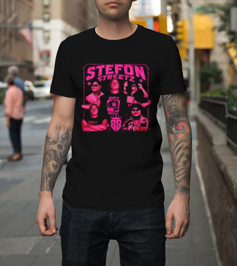 Stefon Streetz Pink Stars And Faces T-Shirt
